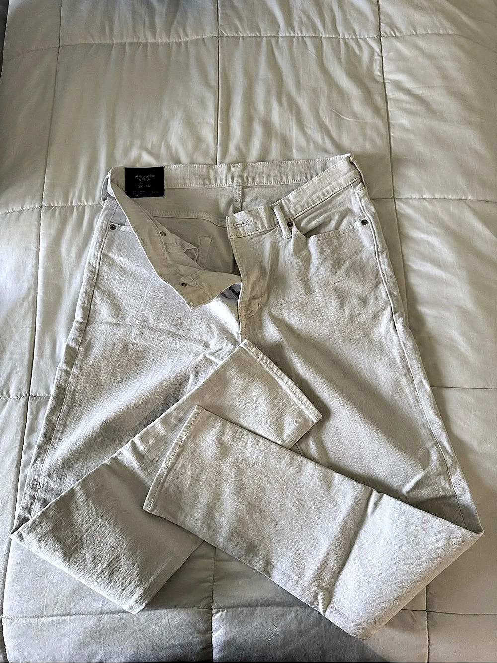 Abercrombie & Fitch Super Skinny Stretch White Jeans Waist 34 Very Good
